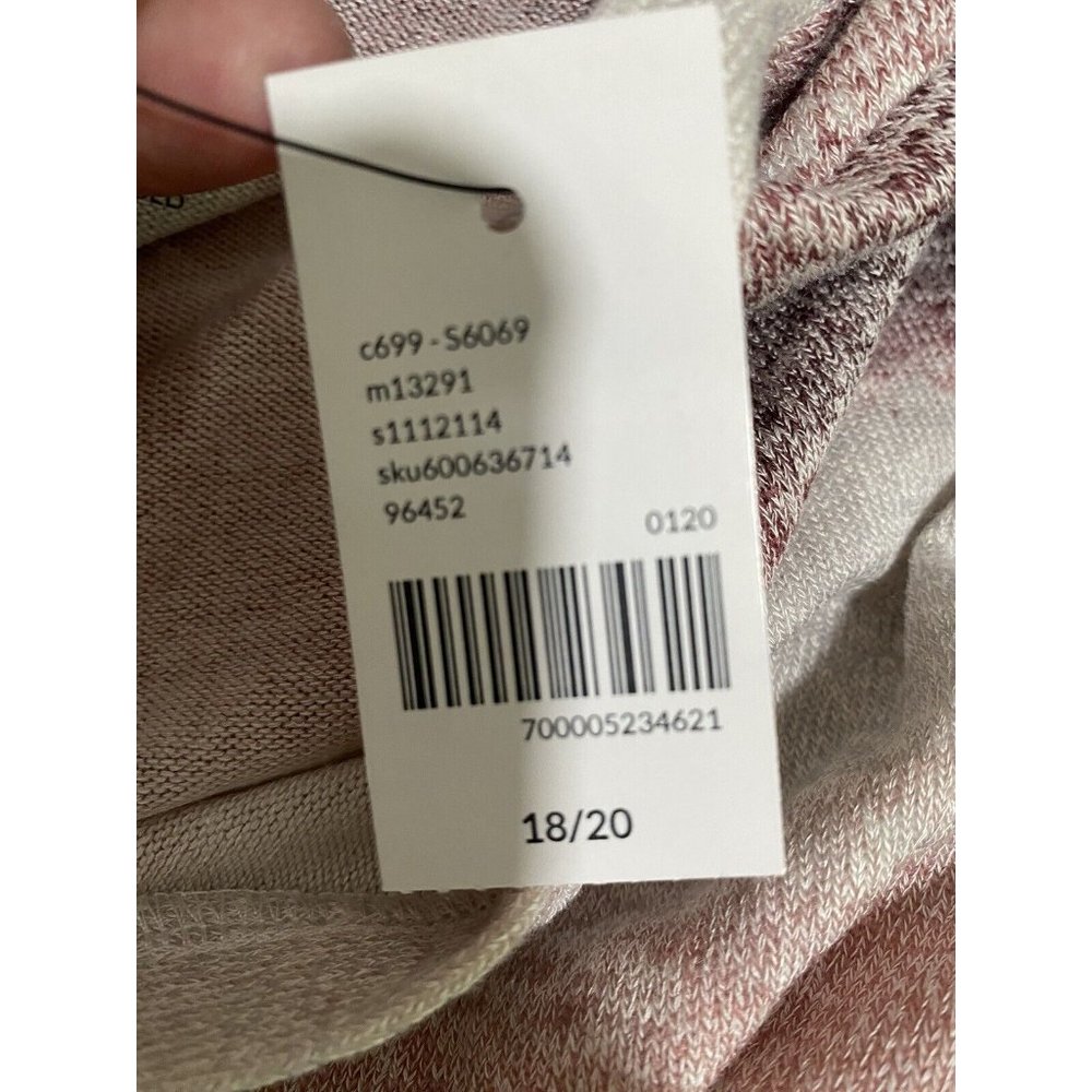 Lane Bryant Women’s Sweater Swing Top Striped White Pink Brown Knit Size 18/20 - Picture 6 of 11